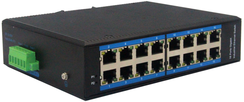 16-port rugged 10/100-TX Industrial Switch applied work for outdoor CCTV each port max.30W ZXR016F