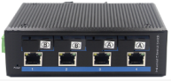 10/100Mbps 4-Port RJ45+4-Port optical (1*9)  industrial switch Din-rail design, Alliuminun Unmanaged Industrial Switch, Dual power supply: DC12~52V  Working temperature：-40℃-80℃ ZXR44F-SC20