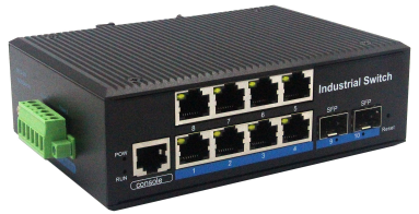 Din-rail design, Alliuminun L2 Managed Industrial Switch,  10/100/1000Mbps 8-Port RJ45+2-Port gigabi 
