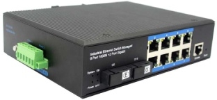 Din-rail design, Alliuminun L2 Managed Industrial Switch,10/100/1000Mbps 8-Port RJ45+2-Port optical  
