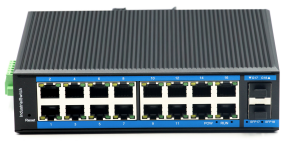 Din-rail design, Alliuminun L2 Managed Industrial Switch,  10/100/1000Mbps 16-Port RJ45+2-Port gigab 