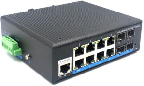Din-rail design, Alliuminun L2 Managed Industrial Switch,  10/100/1000Mbps 8-Port RJ45+4-Port gigabi 