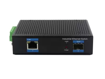 Industrial media convertor 1 port SFP optical + 1 port gigabit copper ethernet 30W PoE output dual D