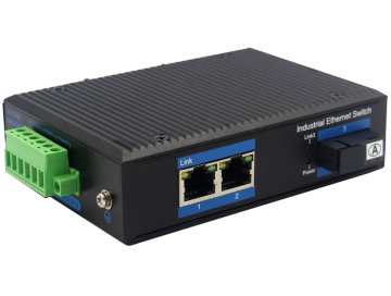 Din-rail design, Alliuminun Unmanaged Industrial Switch,10/100Mbps 2-Port RJ45+1-Port optical 1*9 (Single-Mode (1310nm) ,Dual,SC 20km) , DC48~57V,-40 ℃-80℃ Working temperature, 2 port PoE ZXR12FP-SC20