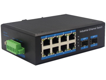 Din-rail design, Alliuminun Unmanaged Industrial Switch,  10/100Mbps 8-Port RJ45+2-Port gigabit SFP,  DC48~57V Dual power supply -40 ℃-80℃ 8 port PoE ZXD28GFP-SFP