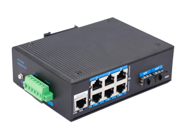 Alliuminun L2 Managed Industrial Switch,  10/100Mbps 6-Port RJ45+2-Port gigabit 1*9 fixed optical uplink (Single-Mode (1310nm) ,Dual,SC 20km) ,DC12~52V -40 ℃-80℃ ZX26GFS-M-SC20