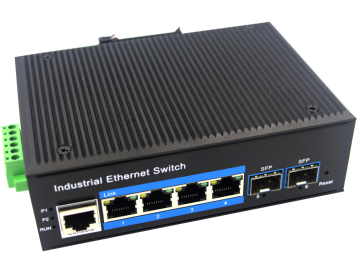 Din-rail design, Alliuminun L2 Managed Industrial Switch,  10/100/1000Mbps 4-Port RJ45+2-Port gigabit SFP, DC12~52V -40 ℃-80℃ ZX24GS-M-SFP