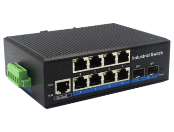 Din-rail design, Alliuminun L2 Managed Industrial Switch,  10/100/1000Mbps 8-Port RJ45+2-Port gigabit SFP,DC12~52V -40 ℃-80℃  ZX28GS-MNB-SFP (smaller size)
