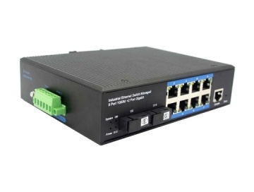 Din-rail design, Alliuminun L2 Managed Industrial Switch,10/100/1000Mbps 8-Port RJ45+2-Port optical 1*9 (Single-Mode (Tx1310nm and Rx1550 for each) ,Single,SC 20km)DC12~52V -40 ℃-80℃X28GS-M-SC20/A/B