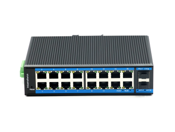 Din-rail design, Alliuminun L2 Managed Industrial Switch,  10/100/1000Mbps 16-Port RJ45+2-Port gigabit SFPDC12~52V-40 ℃-80℃ ZX216GS-M-SFP