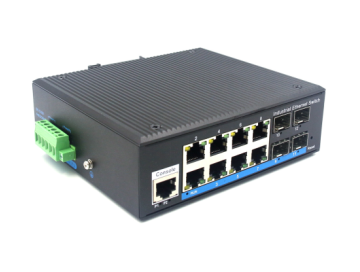 Din-rail design, Alliuminun L2 Managed Industrial Switch,  10/100/1000Mbps 8-Port RJ45+4-Port gigabit SFP,DC12~52V-40 ℃-80℃ ZX48GS-M-SFP