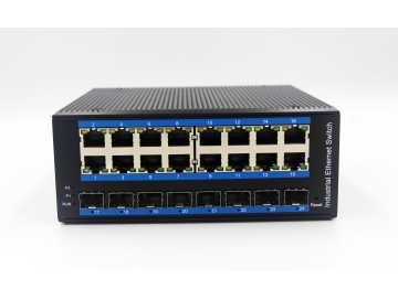 Din-rail design, Alliuminun L2 Managed Industrial Switch,  10/100/1000Mbps 16-Port RJ45+8-Port gigabit SFP,DC12~52V-40 ℃-80℃ ZX816GS-M-SFP