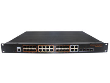 Rack-mountable, Alliuminun L2 Managed Industrial Switch, 10/100/1000Mbps 8-Port RJ45+ 16-Port gigabit SFP+ 4-Port combo,AC110-240V, DC36-72V-40 ℃-80℃ ZX1612GS-M-SFP