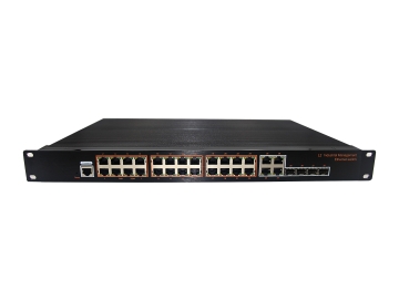 Rack-mountable, Alliuminun L2 Managed Industrial Switch, 10/100/1000Mbps 24-Port RJ45+4-Port combo,Dual power supply: AC110-240V, DC36-72V -40 ℃-80℃ ZX428GS-M-SFP