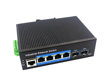 Din-rail design, Alliuminun L2 Managed Industrial Switch,  10/100/1000Mbps 4-Port RJ45+2-Port gigabit SFP+4 port POE, DC48~57V -40 ℃-80℃ ZX24GSP-M-SFP
