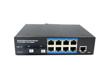 Din-rail design,L2 Managed Industrial Switch,10/100/1000Mbps 8-Port RJ45+2-Port optical 1*9 (Single-Mode (Tx1310nm and Rx1550 for each) ,Single,SC 20km)+8 port PoE DC48~57V -40 ℃-80℃ ZX28GSP-M-SC20/A/
