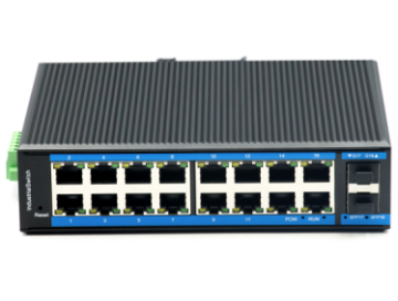 Din-rail design, Alliuminun L2 Managed Industrial Switch,10/100/1000Mbps 16-Port RJ45+2-Port gigabit SFP +16 port POE, DC48~57V -40 ℃-80℃ POE ZX216GSP-M-SFP