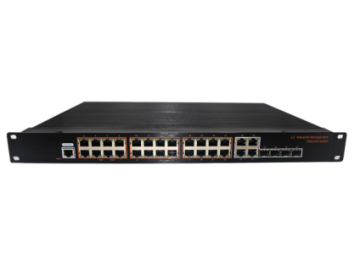 Rack-mountable, Alliuminun L2 Managed Industrial PoE Switch, 10/100/1000Mbps 24-Port RJ45(PoE)+4-Port combo, Power supply: AC110-240V (built-in 450W power supply),40 ℃-80℃ ZX428GSP-M-SFP