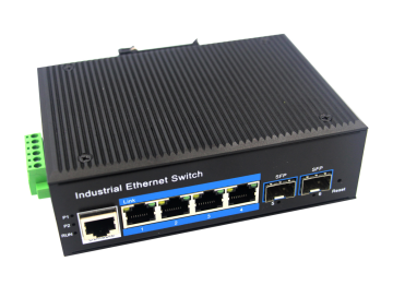 Din-rail design, Alliuminun L2+ Managed Industrial Switch,  10/100/1000Mbps 4-Port RJ45+2-Port gigabit SFP,DC12~52V -40 ℃-80℃ ZX24BGS-SFP