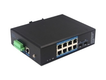 Alliuminun L2+ Managed Industrial Switch,  10/100/1000Mbps 8-Port RJ45+2-Port gigabit SFP,Din-rail design DC12~52V -40 ℃-80℃ ZX28BGS-SFP
