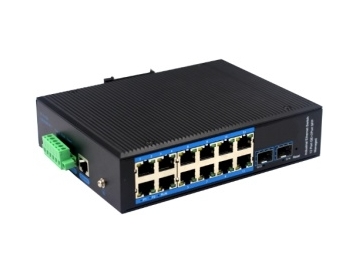 Din-rail design, Alliuminun L2+ Managed Industrial Switch,  10/100/1000Mbps 12-Port RJ45+2-Port gigabit SFP,DC12~52V -40 ℃-80℃ ZX212BGS-SFP