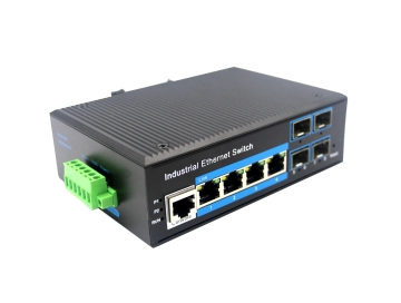 Din-rail design, Alliuminun L2+ Managed Industrial Switch,  10/100/1000Mbps 4-Port RJ45+4-Port gigabit SFP,DC12~52V -40 ℃-80℃ ZX44BGS-SFP