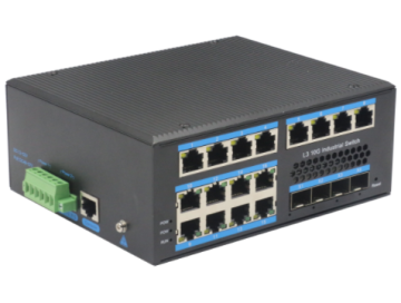 Din-rail design, Alliuminun L3 Managed Industrial Switch, 10/100/1000Mbps 16-Port RJ45+4-Port 10G SFP+,DC48~57V +8 port POE ZX416GSPT4-M-SFP