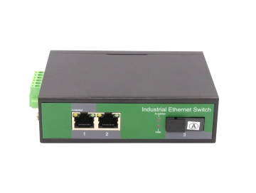 2 Port RJ45+1 Port optical Industrial media convertor, 100Mbps 1*9 (Single-Mode (Tx1310nm and Rx1550