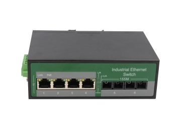 Rugged 4 Port ethernet +2 Port SFP Industrial switch, 10/100Mpbs output, max. 120W budget DC12~52V i